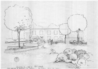 1 vue - Lié à 1875 W 3 - Esquisse en noir et blanc n° EV_0048 de l\'école maternelle des Cloteaux (Bréquigny), solution 2, vue n° 2. (ouvre la visionneuse)