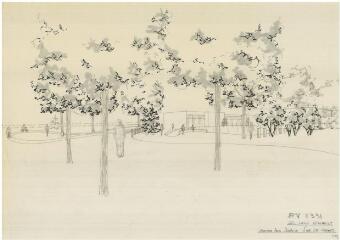 1 vue - Lié à 1875 W 17 - Esquisse en noir et blanc n° EV_0331 du groupe scolaire Léon-Grimault. (ouvre la visionneuse)