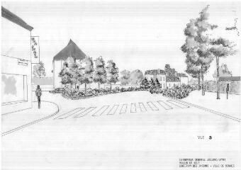1 vue - Lié à 1875 W 31 - Esquisse en noir et blanc n° EV_0491 du carrefour Général-Leclerc/Vitré et de la rue du Moulin-de-Joué, vue n° 3. (ouvre la visionneuse)