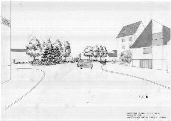 1 vue - Lié à 1875 W 31 - Esquisse en noir et blanc n° EV_0491 du carrefour Général-Leclerc/Vitré et de la rue du Moulin-de-Joué, vue n° 5. (ouvre la visionneuse)