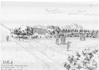 1 vue - Lié à 1875 W 51 - Esquisse en noir et blanc n° EV_1056, ZAC des Longschamps, aménagement des abords de la ferme des Gallets, vue n° 4. (ouvre la visionneuse)