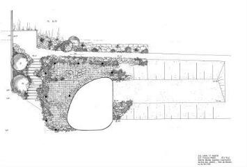 1 vue - Lié à 1875 W 65 - Esquisse en noir et blanc n° EV_0512 de la ZAC Canal-Saint-Martin, îlot François-Ménez, abords immeuble Aiguillon, construction [vue n° 3]. (ouvre la visionneuse)