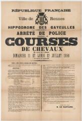1 vue - 3F42 - Hippodrome des Gayeulles. Arrêté de police concernant les courses de chevaux qui auront lieu à Rennes (ouvre la visionneuse)