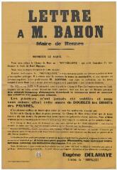 1 vue - 3F44 - Lettre à M. Bahon, maire de Rennes (ouvre la visionneuse)