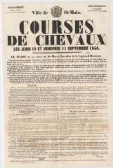 1 vue - 3F42 - Ville de Saint-Malo, courses de chevaux les jeudi 10 et vendredi 11 septembre 1846 (ouvre la visionneuse)