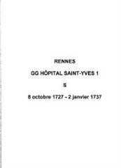 54 vues  - Hôpital Saint-Yves / Hôtel-Dieu, sépultures (08/10/1727 - 02/01/1737). (ouvre la visionneuse)