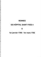 22 vues  - Hôpital Saint-Yves / Hôtel-Dieu, sépultures (01/01/1790 - 01/03/1792). (ouvre la visionneuse)