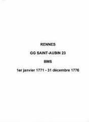 239 vues  - Paroisse Saint-Aubin, baptêmes, mariages et sépultures (01/01/1771 - 31/12/1776). (ouvre la visionneuse)