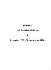 11 vues  - Paroisse Saint-Aubin, sépultures (08/01/1780 - 30/12/1780). (ouvre la visionneuse)