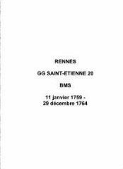 411 vues  - Paroisse Saint-Etienne, baptêmes, mariages et sépultures (11/01/1759 - 29/12/1764). (ouvre la visionneuse)