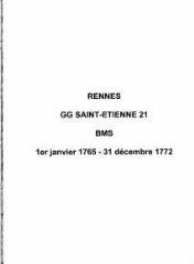 351 vues  - Paroisse Saint-Etienne, baptêmes, mariages et sépultures (01/01/1765 - 31/12/1772). (ouvre la visionneuse)