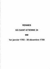 339 vues  - Paroisse Saint-Etienne, baptêmes et mariages (01/01/1783 - 30/12/1789). (ouvre la visionneuse)