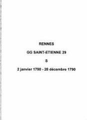 20 vues  - Paroisse Saint-Etienne, sépultures (02/01/1790 - 28/12/1790). (ouvre la visionneuse)