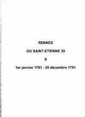 38 vues  - Paroisse Saint-Etienne, sépultures (01/01/1791 - 25/12/1791). (ouvre la visionneuse)