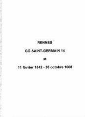 144 vues  - Paroisse Saint-Germain, mariages (11/02/1642 - 30/10/1668). (ouvre la visionneuse)