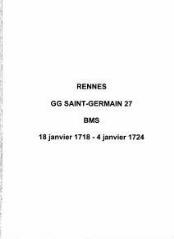 488 vues  - Paroisse Saint-Germain, baptêmes, mariages, sépultures (18/01/1718 - 04/01/1724). (ouvre la visionneuse)