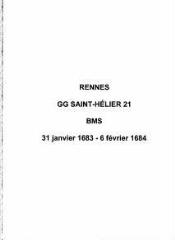 26 vues  - Paroisse Saint-Hélier, baptêmes, mariages et sépultures (31/01/1683 - 06/02/1684). (ouvre la visionneuse)