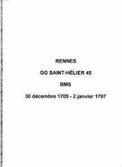 23 vues  - Paroisse Saint-Hélier, baptêmes, mariages et sépultures (30/12/1705 - 02/01/1707). (ouvre la visionneuse)