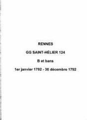 30 vues  - Paroisse Saint-Hélier, baptêmes et bans de mariage (01/01/1792 - 30/12/1792). (ouvre la visionneuse)