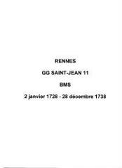 321 vues  - Paroisse Saint-Jean, baptêmes, mariages, sépultures (02/01/1728 - 28/12/1738). (ouvre la visionneuse)