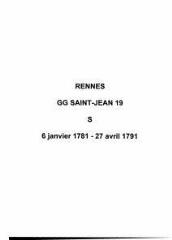 119 vues  - Paroisse Saint-Jean, sépultures (06/01/1781 - 27/04/1791). (ouvre la visionneuse)