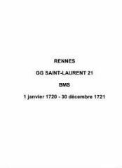 24 vues  - Paroisse Saint-Laurent, baptêmes, mariages et sépultures (01/01/1720 - 30/12/1721). (ouvre la visionneuse)
