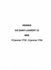 19 vues  - Paroisse Saint-Laurent, baptêmes, mariages et sépultures (12/01/1732 - 08/01/1734). (ouvre la visionneuse)