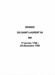 10 vues  - Paroisse Saint-Laurent, baptêmes et mariages (17/01/1780 - 24/12/1780). (ouvre la visionneuse)