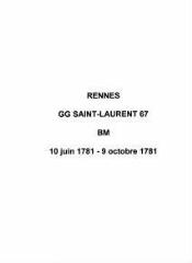 6 vues  - Paroisse Saint-Laurent, baptêmes et mariages (10/06/1781 - 09/10/1781). (ouvre la visionneuse)