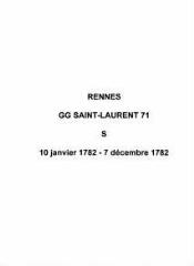 7 vues  - Paroisse Saint-Laurent, sépultures (10/01/1782 - 07/12/1782). (ouvre la visionneuse)