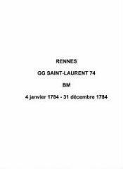 13 vues  - Paroisse Saint-Laurent, baptêmes et mariages (04/01/1784 - 31/12/1784). (ouvre la visionneuse)