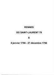 8 vues  - Paroisse Saint-Laurent, sépultures (04/01/1786 - 27/12/1786). (ouvre la visionneuse)