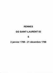8 vues  - Paroisse Saint-Laurent, sépultures (02/01/1788 - 21/12/1788). (ouvre la visionneuse)