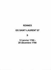 7 vues  - Paroisse Saint-Laurent, sépultures (12/01/1790 - 20/12/1790). (ouvre la visionneuse)