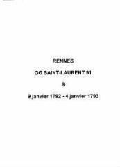 7 vues  - Paroisse Saint-Laurent, sépultures (09/01/1792 - 04/01/1793). (ouvre la visionneuse)