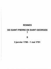 125 vues  - Paroisse Saint-Pierre en Saint-Georges, sépultures (03/01/1780 - 01/05/1791). (ouvre la visionneuse)