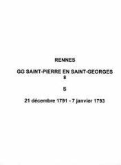 22 vues  - Paroisse Saint-Pierre en Saint-Georges, sépultures (21/12/1791 - 07/01/1793). (ouvre la visionneuse)