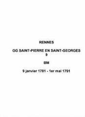 245 vues  - Paroisse Saint-Pierre en Saint-Georges, baptêmes et mariages (09/01/1781 - 01/05/1791). (ouvre la visionneuse)