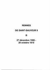 198 vues  - Paroisse Saint-Sauveur, baptêmes (27/12/1595 - 28/10/1610). (ouvre la visionneuse)