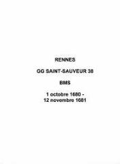 49 vues  - Paroisse Saint-Sauveur, baptêmes, mariages et sépultures (01/10/1680 - 12/11/1681). (ouvre la visionneuse)