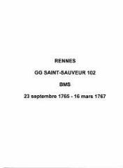 27 vues  - Paroisse Saint-Sauveur, baptêmes, mariages et sépultures (23/09/1765 - 16/03/1767). (ouvre la visionneuse)