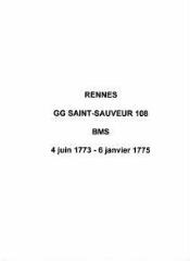 32 vues  - Paroisse Saint-Sauveur, baptêmes, mariages et sépultures (04/06/1773 - 06/01/1775). (ouvre la visionneuse)