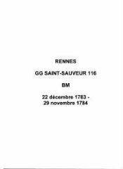 11 vues  - Paroisse Saint-Sauveur, baptêmes et mariages (22/12/1783 - 29/11/1784). (ouvre la visionneuse)