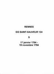 4 vues  - Paroisse Saint-Sauveur, sépultures (17/01/1784 - 19/11/1784). (ouvre la visionneuse)