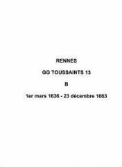 288 vues  - Paroisse Toussaints, baptêmes (01/03/1636 - 23/12/1663). (ouvre la visionneuse)