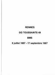 17 vues  - Paroisse Toussaints, baptêmes, mariages et sépultures (08/07/1687 - 17/09/1687). (ouvre la visionneuse)