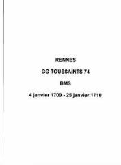 168 vues  - Paroisse Toussaints, baptêmes, mariages et sépultures (04/01/1709 - 25/01/1710). (ouvre la visionneuse)