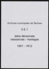 388 vues  - Tables décennales des naissances et des mariages (1802-1812). (ouvre la visionneuse)