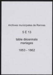 146 vues  - Table décennale des mariages(1853-1862). (ouvre la visionneuse)