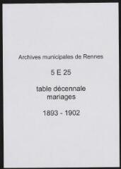 236 vues  - Table décennale des mariages (1893-1902). (ouvre la visionneuse)